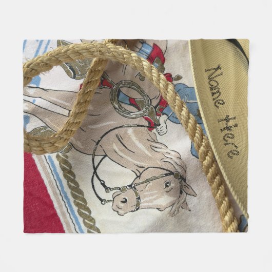 西の馬に乗る小さなカウボーイの子供たちおもしろい フリースブランケット (正面(横))