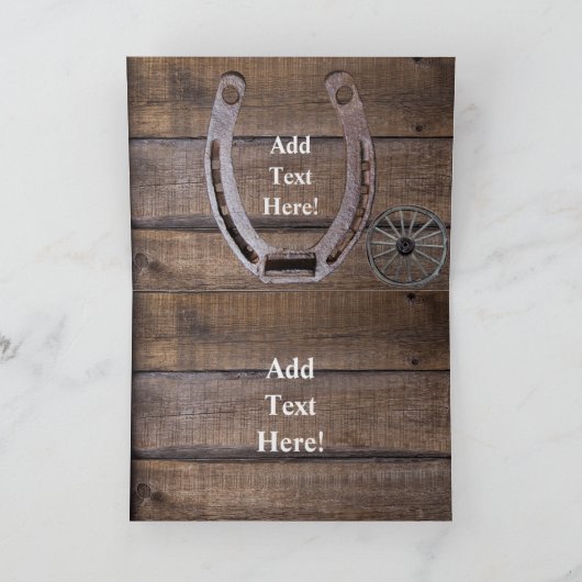 西の馬のワゴンホイールホースシューカウボーイブーツN ノートカード (内部)