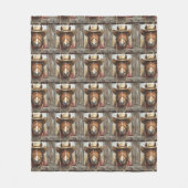 西の馬の麦わら帽子ロープバームキュート フリースブランケット (正面)