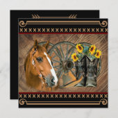 西の馬カウボーイブーツカウボーイハットワゴンホイール サンキューカード (正面/裏面)