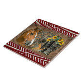 西の馬カウボーイブーツカウボーイハットワゴンホイール タイル (側面)