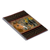 西の馬カウボーイブーツカウボーイハットワゴンホイール ノートブック (右側)