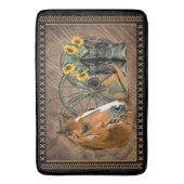 西の馬カウボーイブーツカウボーイハットワゴンホイール バスマット (正面縦)