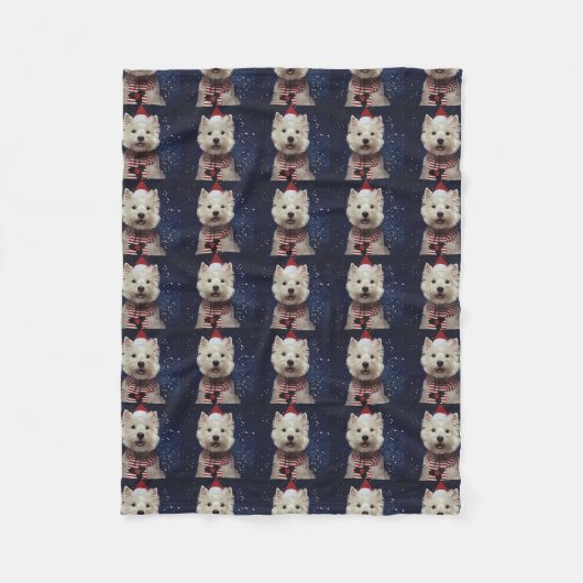 西の高地テリアのクリスマスのフリースブランケット フリースブランケット (正面)