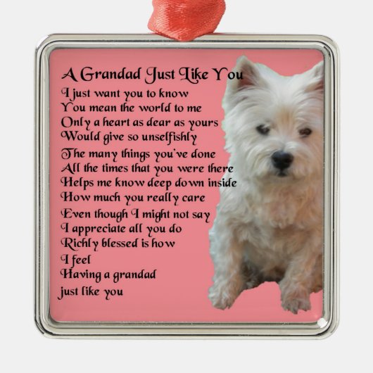 西の高地テリアの祖父の詩 メタルオーナメント (正面)