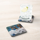 西の高地テリアの青いクリスマスのWestie犬 コースター (右側)