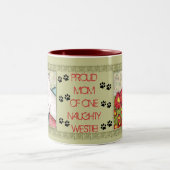 西の高地テリア犬のお母さんのコーヒー・マグ ツートーンマグカップ (中央)