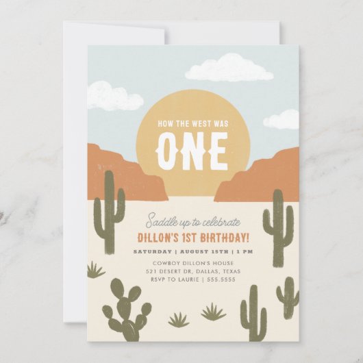 西はワンカウボーイ誕生日 招待状 (正面)