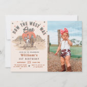 西は西カウボーイの誕生日写真 招待状 (正面)