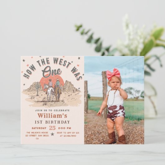 西は西カウボーイの誕生日写真 招待状 (スタンド正面)