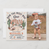 西は西カウボーイの誕生日写真 招待状 (正面)