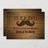 西ひげ赤ちゃんシャワー少年招待状 招待状 (正面/裏面)