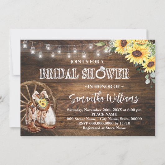 西ひまわりブライダルシャワーカントリーウェディング 招待状 (正面)