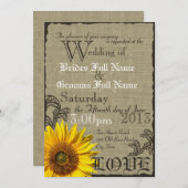 西ひまわり素朴の国の結婚式 招待状 (正面/裏面)