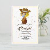 西ひまわり素朴女性のカーボーイベビーシャワーInv 招待状 (スタンド正面)