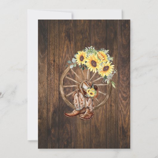 西ひまわり赤ちゃんシャワーカントリーブーツ 招待状 (裏面)