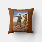 西を探検しているルイスおよびクラーク クッション (裏面)