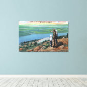 西を望むレンジャーと少年の姿を見る キャンバスプリント (インサイチュ (ウッドフロア))