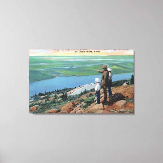 西を望むレンジャーと少年の姿を見る キャンバスプリント (正面)