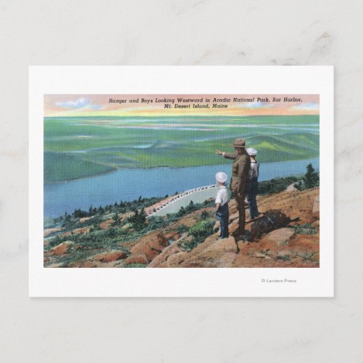 西を望むレンジャーと少年の姿を見る ポストカード (正面)
