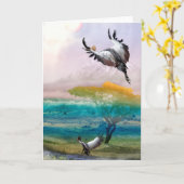 西アフリカの冠クレーンSAVANAH上陸 カード (黄色い花)