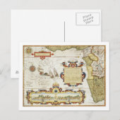 西アフリカの海岸線の地図, 1596 (手彩色) ポストカード (正面/裏面)