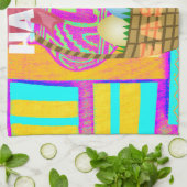 西アフリカインスパイアのイースターバスケット&エッグアート キッチンタオル (折り畳み)