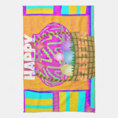 西アフリカインスパイアのイースターバスケット&エッグアート キッチンタオル (縦)