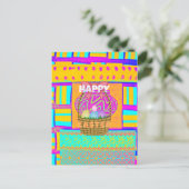 西アフリカインスパイアのイースターバスケット&エッグアート シーズンポストカード (スタンド正面)