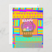 西アフリカインスパイアのイースターバスケット&エッグアート シーズンポストカード (正面/裏面)