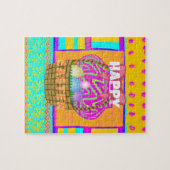 西アフリカインスパイアのイースターバスケット&エッグアート ジグソーパズル (横)