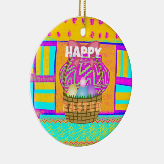 西アフリカインスパイアのイースターバスケット&エッグアート セラミックオーナメント (右)