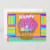 西アフリカインスパイアのイースターバスケット&エッグアート ポストカード (正面/裏面)