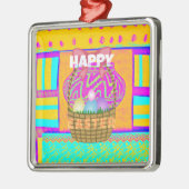 西アフリカインスパイアのイースターバスケット&エッグアート メタルオーナメント (左)