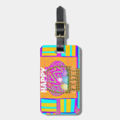 西アフリカインスパイアのイースターバスケット&エッグアート ラゲッジタグ (正面縦)