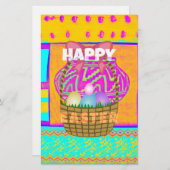 西アフリカインスパイアのイースターバスケット&エッグアート 便箋 (正面/裏面)