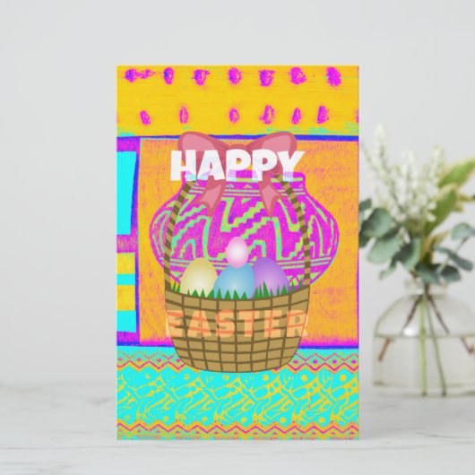 西アフリカインスパイアのイースターバスケット&エッグアート 便箋 (スタンド正面)