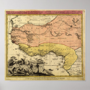 西アフリカ1743年アンティークの地図 ポスター