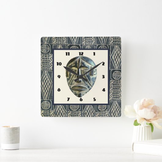 西アフリカ スクエア壁時計 (ホーム)