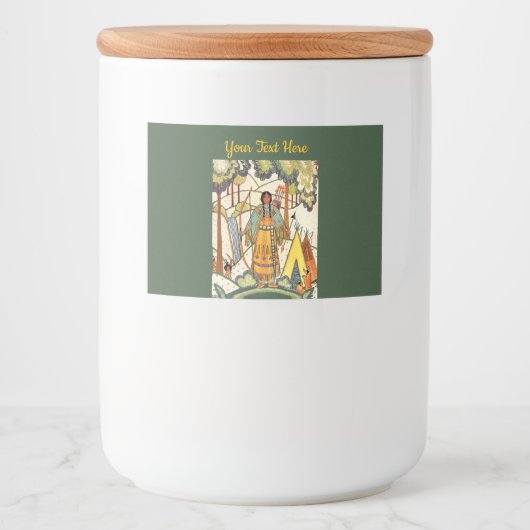 西アメリカのインド人の女性の森ダークグリーン フードラベル (正面)