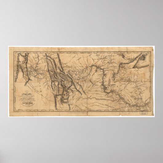 西アメリカを横切るルイスとクラークの地図1814 ポスター (正面)