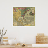 西インディと北米の地図 – 1774 ポスター (キッチン)