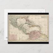 西インディの古い地図カリブの(1765年) ポストカード (正面/裏面)