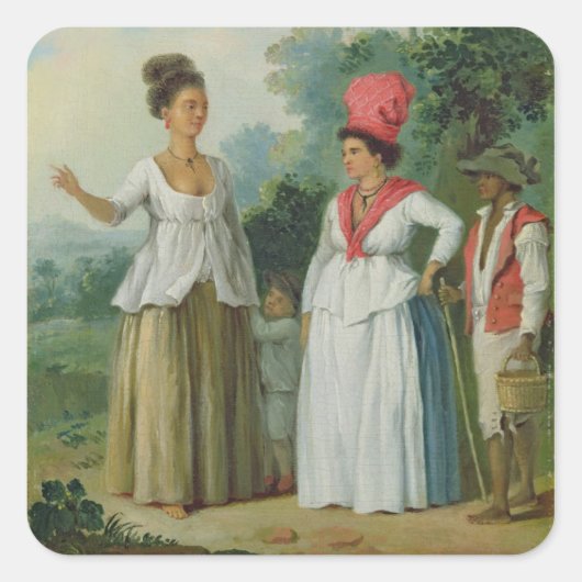 西インディアンの色の女性と子供と黒 スクエアシール (正面)