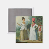 西インディアンの色の女性と子供と黒 マグネット (正面/裏面)