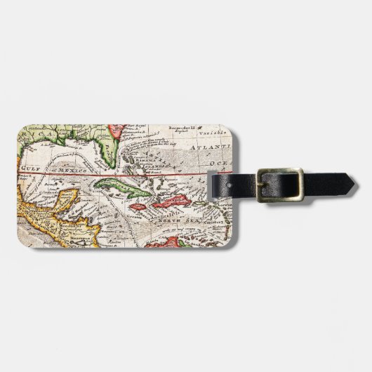 西インド諸島およびCaribbの1732年のヘルマンの情婦の地図 ラゲッジタグ (正面横)