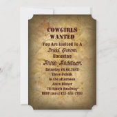 西ウマ女性のカーボーイブライダルシャワー招待 招待状 (裏面)