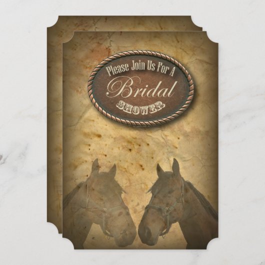 西ウマ女性のカーボーイブライダルシャワー招待 招待状 (正面/裏面)