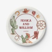 西エレガントブラウン結婚ズ ペーパープレート (正面)
