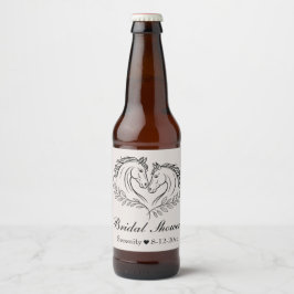 西エレガント馬の国素朴の結婚式 ビールラベル